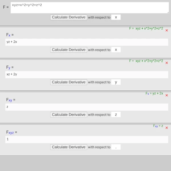 Online Derivative & Partial Derivative Calculator